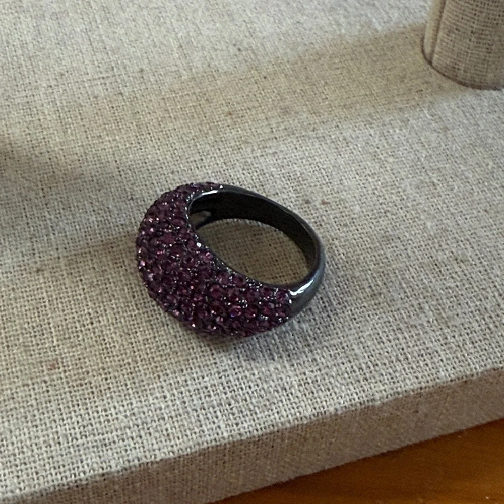 Coach gun medal and pink pavéd dome ring, size 8